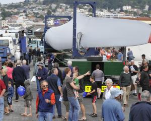 Part of the large crowd at the Mahinerangi wind farm machinery open day in  Fryatt St,  Dunedin ...