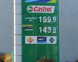 Petrol prices below $2 a litre in Dunedin yesterday. Photo by Craig Baxter.