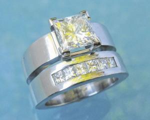 Princess cut diamond set in platinum by Chris Idour.