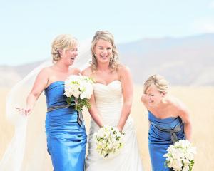 Rebecca Thacker and her bridesmaids. She married Mark Bland in Wanaka in February. ALPINE IMAGE CO