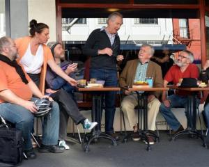 Rehearsing for the Roger Hall play Book Ends are (from left) Phil Grieve, Julie Edwards, Richard...