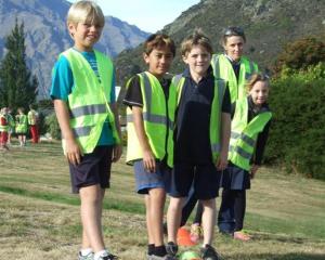 Remarkables Primary School children (from left) Fletcher Marshall, Nafe Manulea, Max Coulton and...
