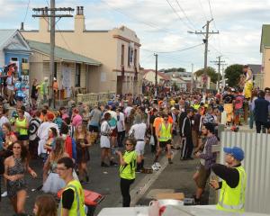 Revellers attend the annual Hyde St party in Dunedin on Saturday. Photo by Stephen Jaquiery.