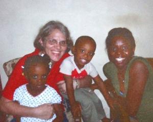 Robyn Couper with some Haitian friends. Photo supplied.