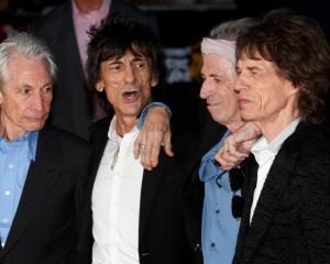 Rolling Stones (from left) Charlie Watts, Ronnie Wood, Keith Richards and Mick Jagger arrive for...