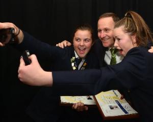 Roxburgh Area School pupil Emma Parker (left) and Lawrence Area School pupil Kelly Tweed...