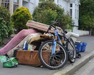 Rubbish awaiting collection in the student area in North Dunedin earlier this month. Photo by...
