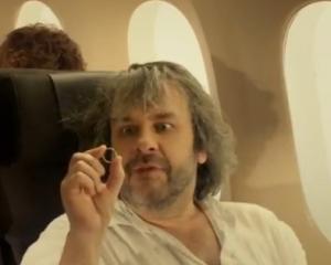 Sir Peter Jackson appears in the Air New Zealand safety video. Photo Youtube