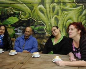 Stella Graham, Matiaha Paku, Irene Pink and Justine Smith in Dunedin yesterday. Photo by Jane...