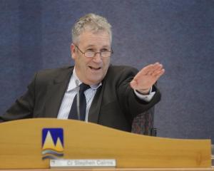 Stephen Cairns chairs his final Otago Regional Council meeting last week. Photo by Peter McIntosh.