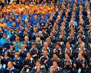 Teams take their seats during yesterday's Special Olympics  opening ceremony. Photo by Gerard O...