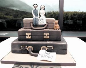 The cake of Isaac MacKintosh and Clare Mackay, who were married at Mt Cook in May. Photo by...