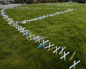 The crosses at the University of Otago College of Education. Photo by Jane Dawber.