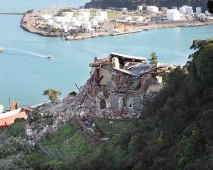 The damaged Lyttelton timeball station after the Christchurch earthquake.