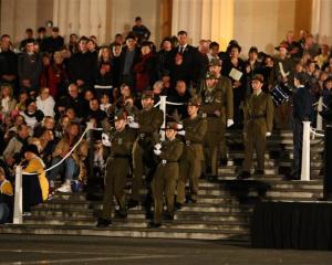 The Honour gaurd at the ANZAC dawn service at the Cenotaph at Auckland's War Memorial,. Credit...