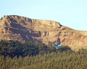 The Jaffray Hill quarry on the lower slopes of Saddle Hill, near Mosgiel. Photo by Stephen Jaquiery.