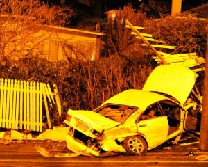 The male driver of this vehicle died at the scene of a crash on Taieri Rd in Dunedin, just west...