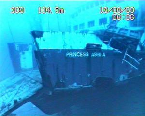 The sunken Tongan ferry 'Princess Ashika'. Photo from the Royal NZ Navy.