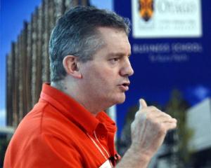 The Warehouse Group chief executive Mark Powell speaks at a University of Otago seminar. Photo by...