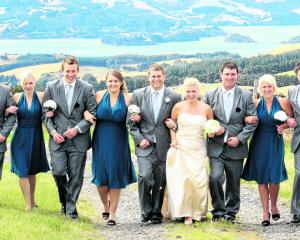 Toby Schuck and Leanne Vakatini are pictured on their wedding day at Alexandra with their...