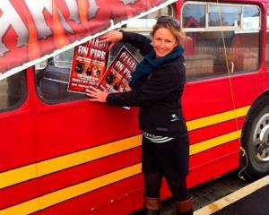 Tourism Waitaki event development officer Jan Kennedy secures a novel way of promoting the...