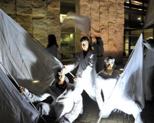 University of Otago Fire and Circus group members (front row from left) Leon Deverick, Keir...