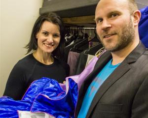 Wakatipu talents Nicole McLean and David Oakley try on  costumes for size during rehearsals for...