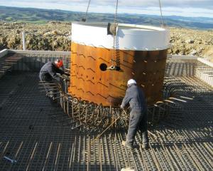 Work on the Mt Stuart wind farm near Milton is continuing with a foundation being prepared as a...