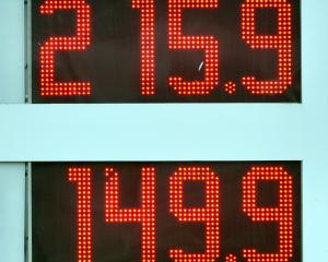 Z fuel prices in Dunedin yesterday. Prices will start next week 3c higher. Photo by Peter McIntosh.