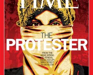 Time magazine's Person of the Year issue featuring 'The Protester'.(AP Photo/Time Magazine)