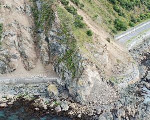 One of the landslips blocking State Highway 1 near Kaikoura. Photo: ODT files