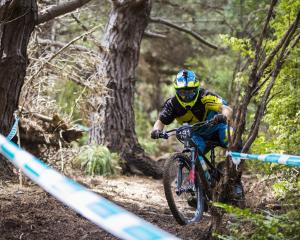 Joe Nation weaves his way through the forest on his way to winning the Three Peaks Enduro race...