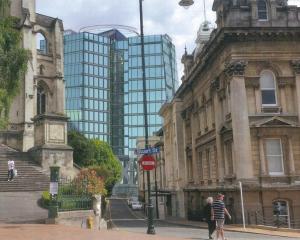 A view along Harrop St showing the proposed five-star hotel flanked by St Paul’s Cathedral and...