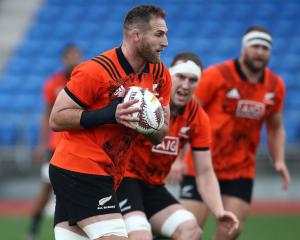 Kieran Read in action at an All Blacks training session in Auckland this week. Photo: Getty 