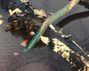 The pipeline damage in a peat swamp at Ruakaka. Photo: Supplied