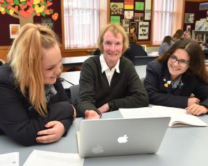 Otago Girls' High School pupils (from left) Amy Duffy and April Merriman (both 16) make the most...