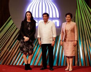NZ Prime Minister Jacinda Ardern, Philippine President Rodrigo Duterte and his partner Cielito...