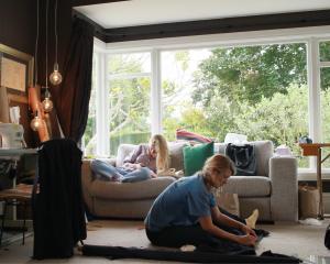 Designers Grace Mirams (left) and Lillian Cotter in their workroom. Photo: Paige Jansen