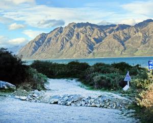 The entrance to a popular Lake Hawea freedom camping site was blocked by a pile of gravel and...