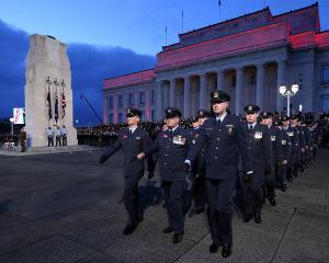 Defence personal and War Veterans take part in Anzac Day commemorations at Auckland War Memorial...