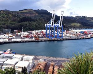 Port Chalmers container terminal, where a man was injured on Monday evening. PHOTO: PETER MCINTOSH