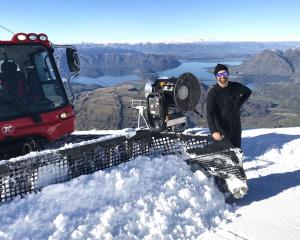 Knee-deep ... Treble Cone Ski Area field operations manager Dave Crotty continues preparations...