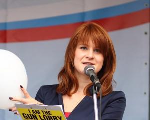 Maria Butina delivers a speech during a rally to demand the expanding of rights of Russian...