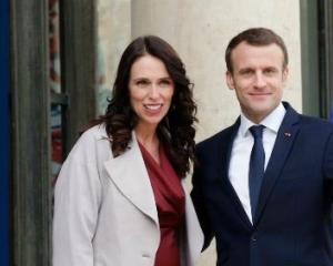 NZ Prime Minister Jacinda Ardern and French President Emmanuel Macron. Photo: AP