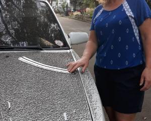 New Zealander Sonia Winslade (pictured) says ash spewing from Taal Volcano is coating their...