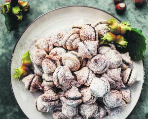 Chocolate hazelnut meringues. Photo: Emma Willetts