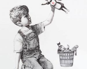 A picture shows a drawing created by the street artist Banksy called "Game Changer". Photo: ...