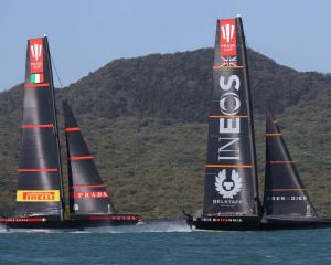 Luna Rossa put up a little more fight, but were still no match for Team UK in race two. Photo: NZ...