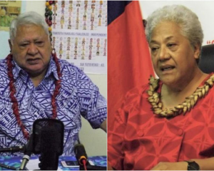 HRPP leader Tuila'epa Sa'ilele Malielegaoi and FAST Party leader Fiame Naomi Mata'afa. Photo: RNZ...