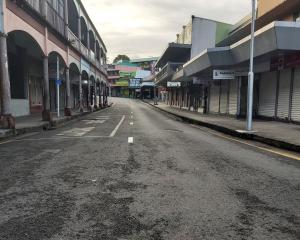 An empty downtown street in Suva as the outbreak of Covid-19 affects Fiji. Photo: Reuters